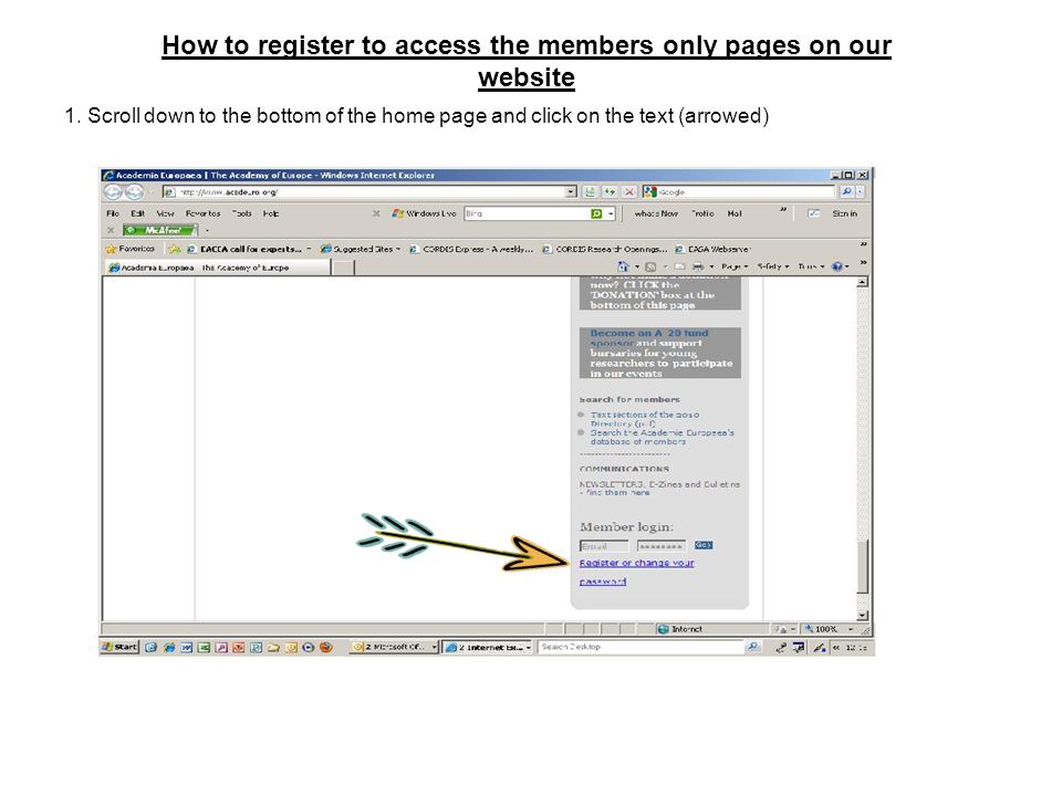 How to register to access the members only pages on our website 1.