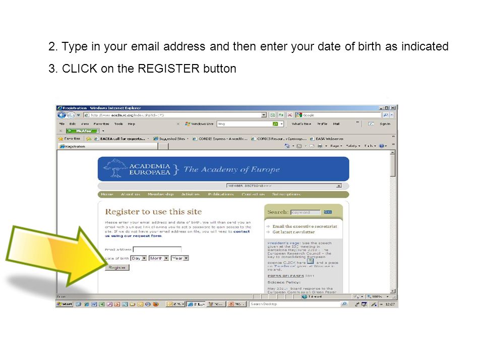 2. Type in your  address and then enter your date of birth as indicated 3.