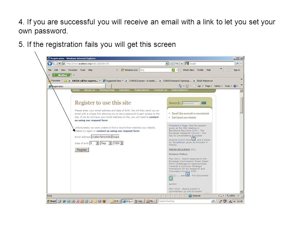 4. If you are successful you will receive an  with a link to let you set your own password.