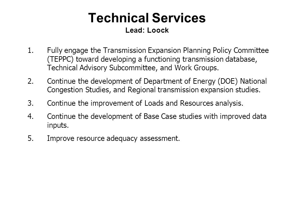 Technical Services Lead: Loock 1.