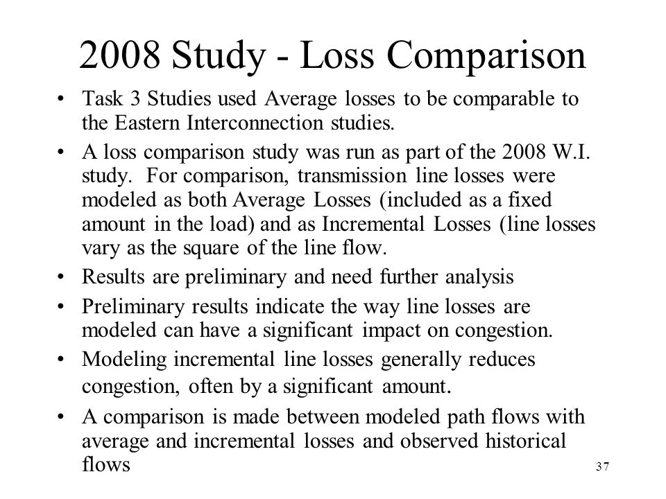 Study - Loss Comparison Task 3 Studies used Average losses to be comparable to the Eastern Interconnection studies.