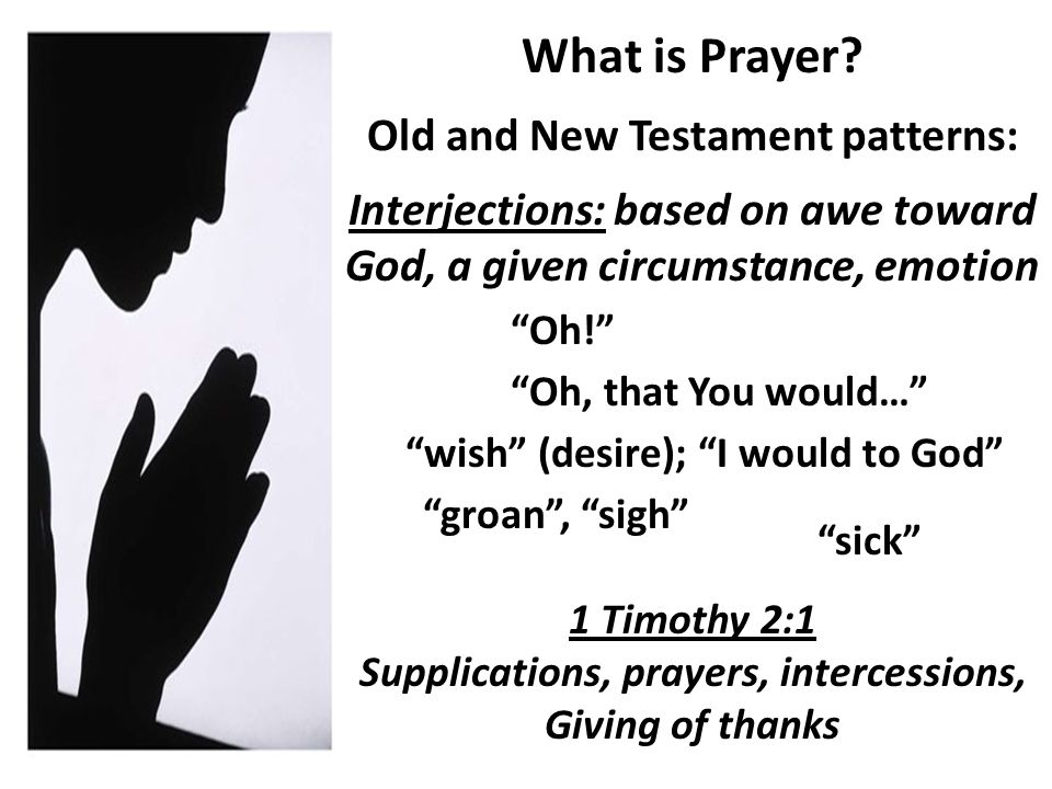 What is Prayer. Old and New Testament patterns: Oh.
