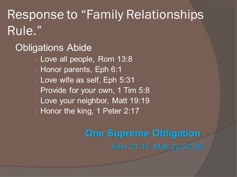 Response to Family Relationships Rule.