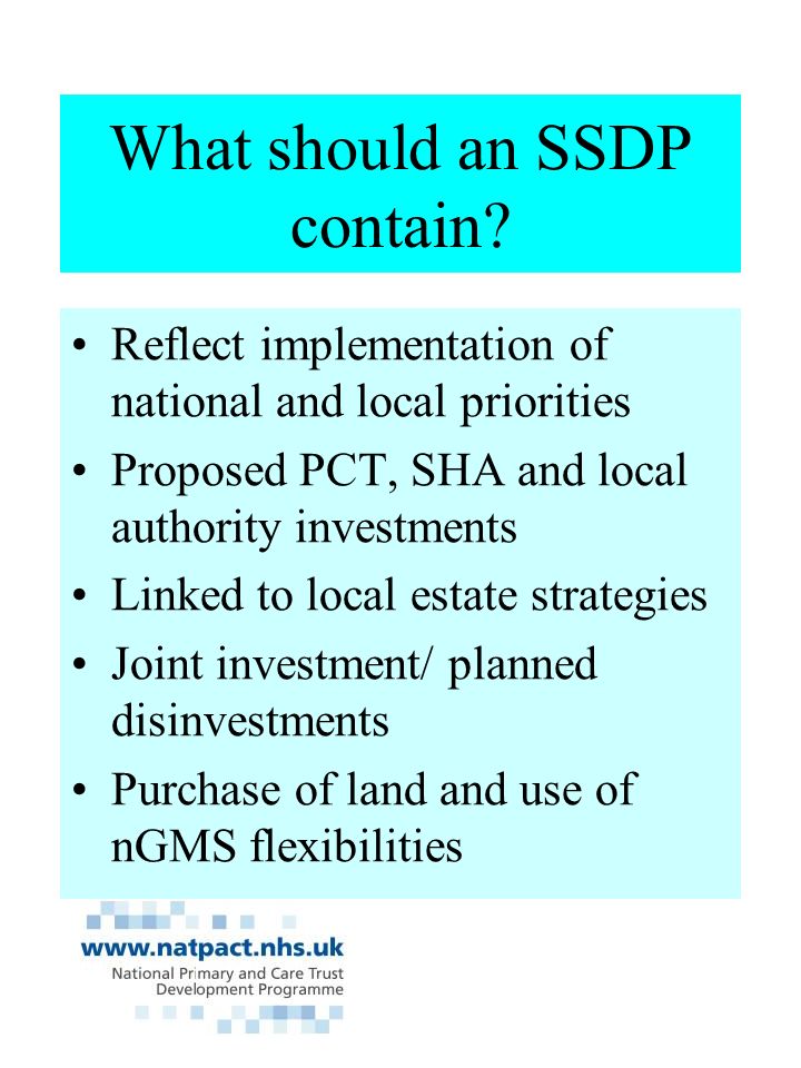 What should an SSDP contain.