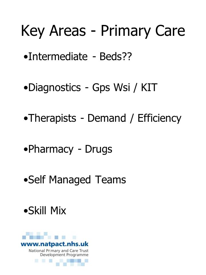 Key Areas - Primary Care Intermediate - Beds .