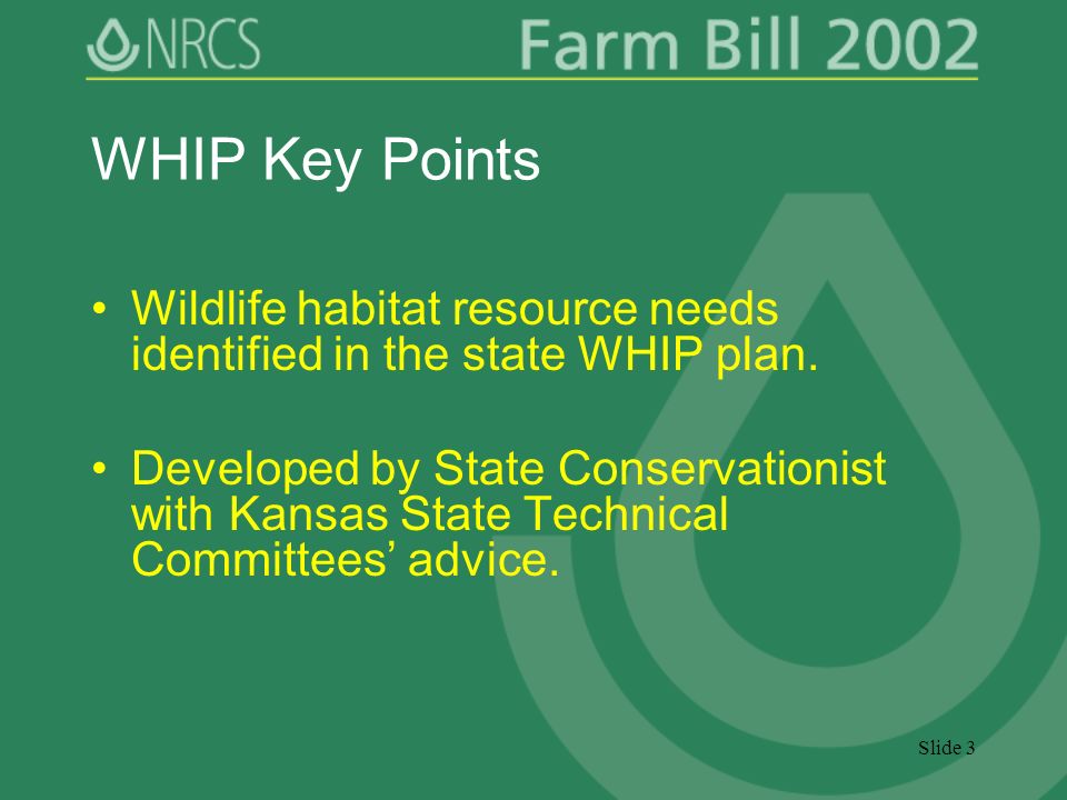 ... state WHIP plan. Developed by State Conservationist with Kansas State