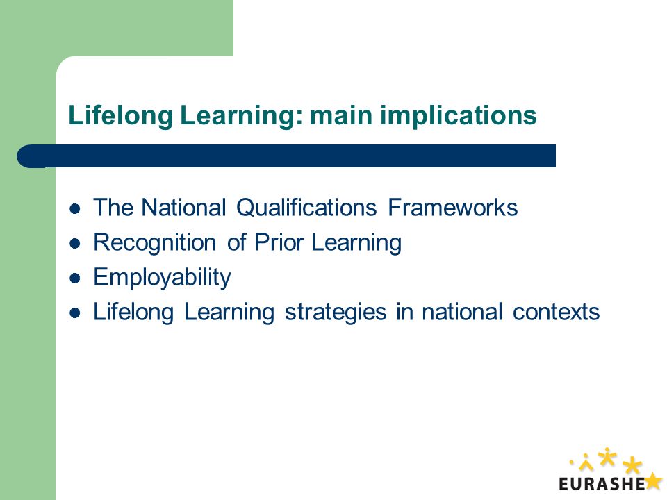 Lifelong Learning: main implications The National Qualifications Frameworks Recognition of Prior Learning Employability Lifelong Learning strategies in national contexts