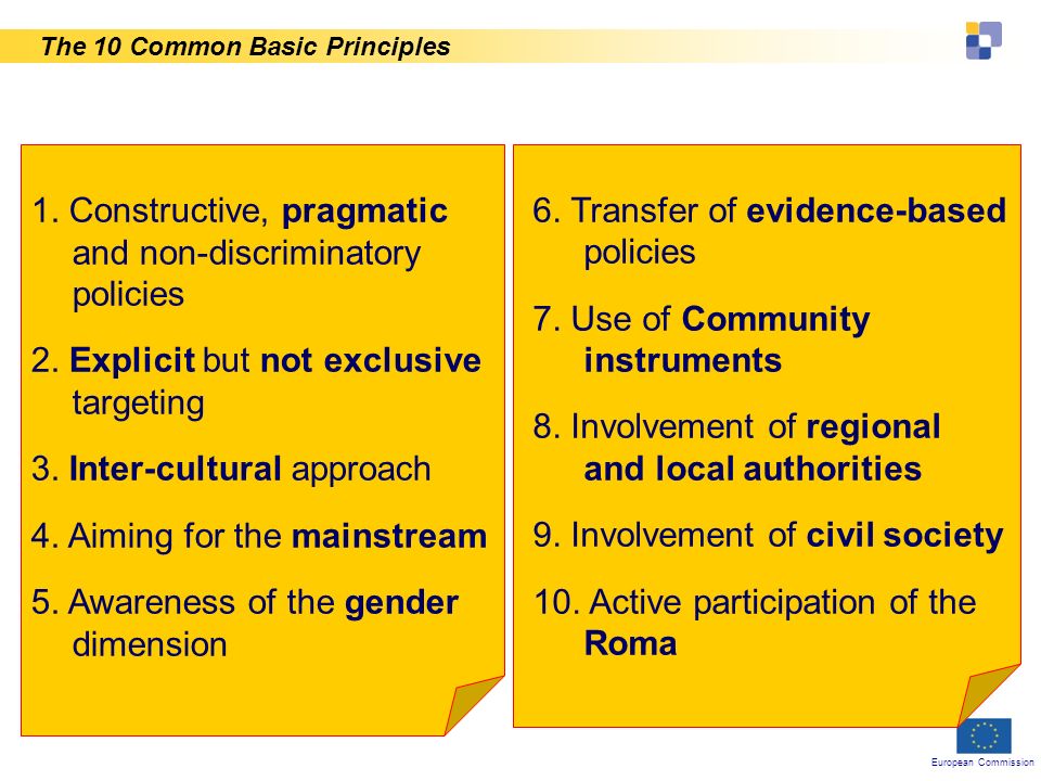 European Commission The 10 Common Basic Principles 6.