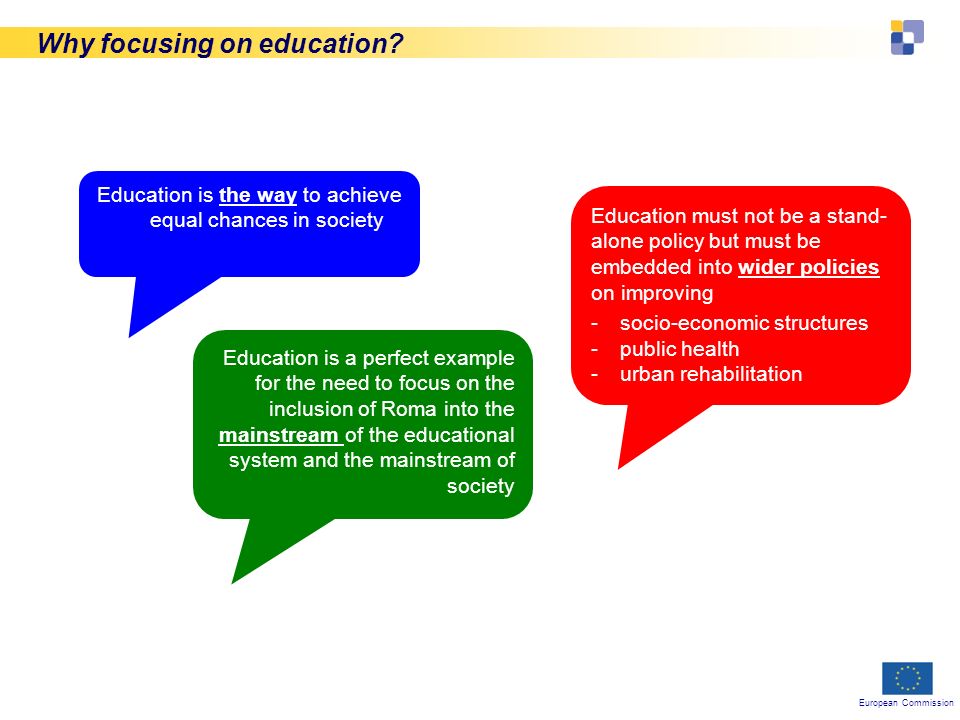 European Commission Why focusing on education.
