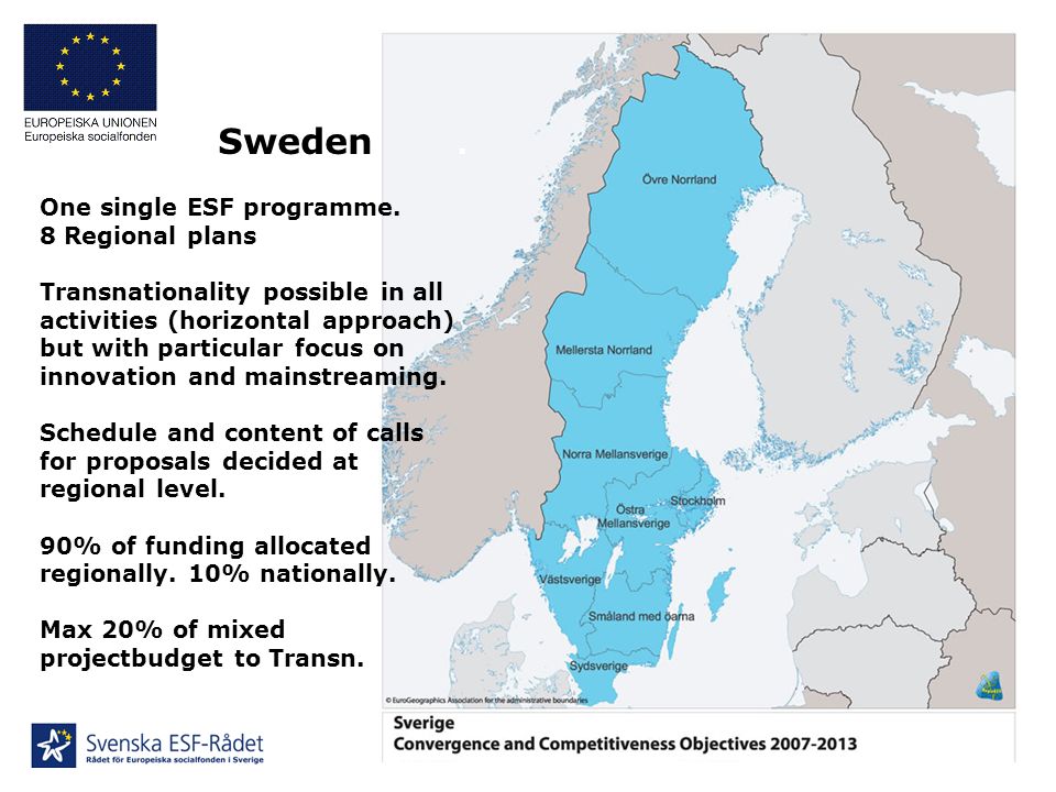 Sweden. One single ESF programme.