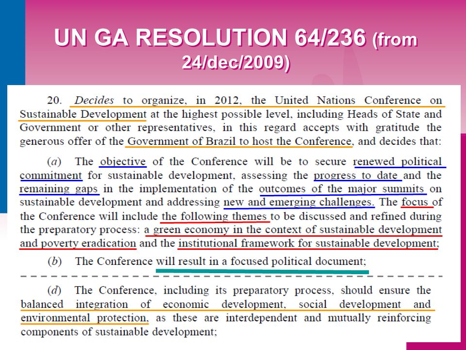 European Hearing Rio+20 UN GA RESOLUTION 64/236 (from 24/dec/2009)