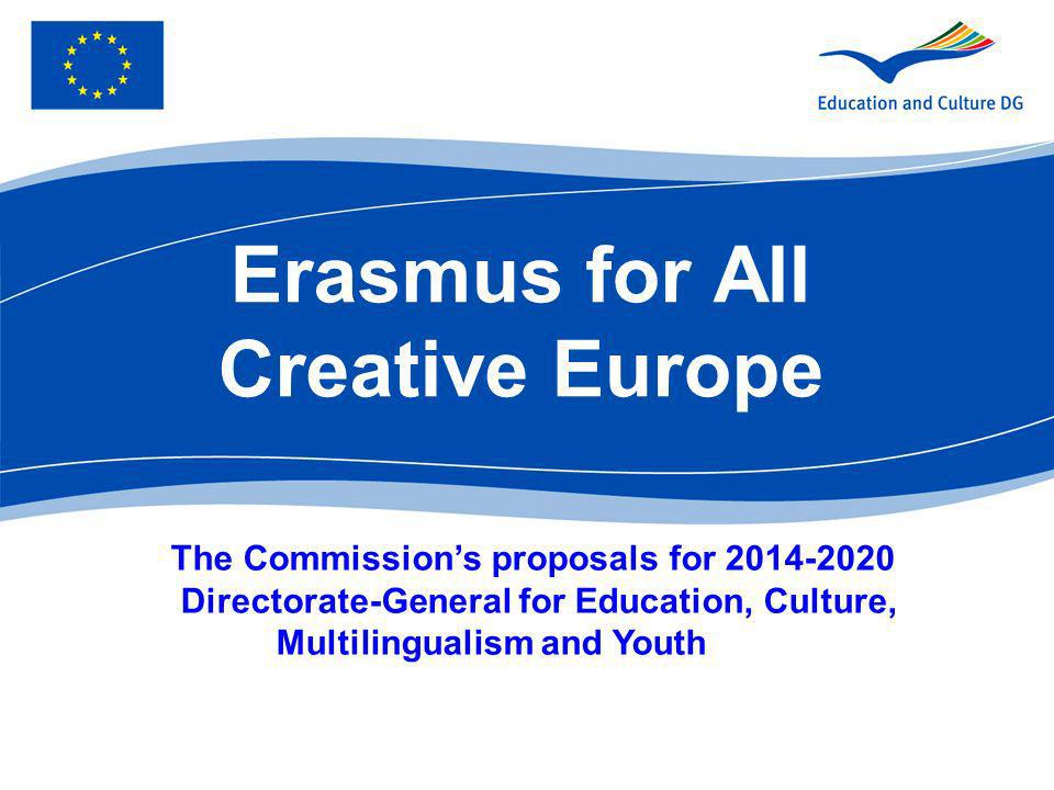 Erasmus for All Creative Europe The Commissions proposals for Directorate-General for Education, Culture, Multilingualism and Youth