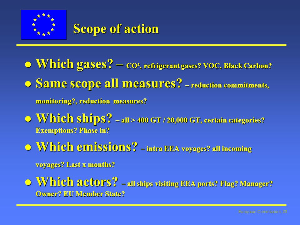 European Commission: 28 Scope of action l Which gases.