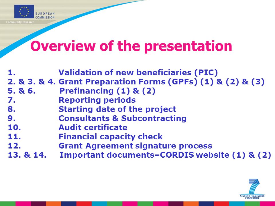 Overview of the presentation 1. Validation of new beneficiaries (PIC) 2.