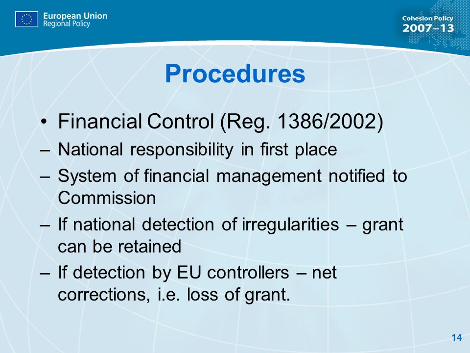 14 Procedures Financial Control (Reg.