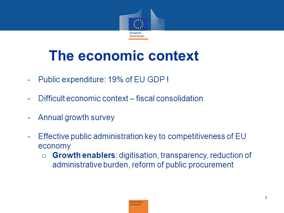2 The economic context -Public expenditure: 19% of EU GDP .