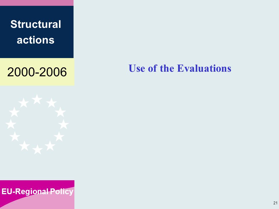 EU-Regional Policy Structural actions 21 Use of the Evaluations