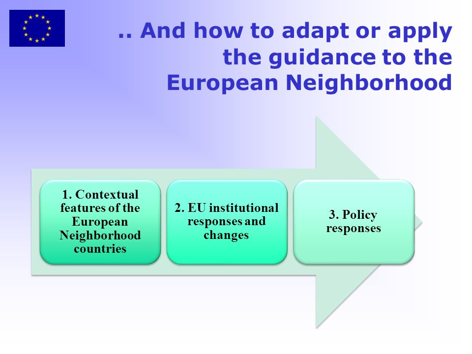 .. And how to adapt or apply the guidance to the European Neighborhood 1.