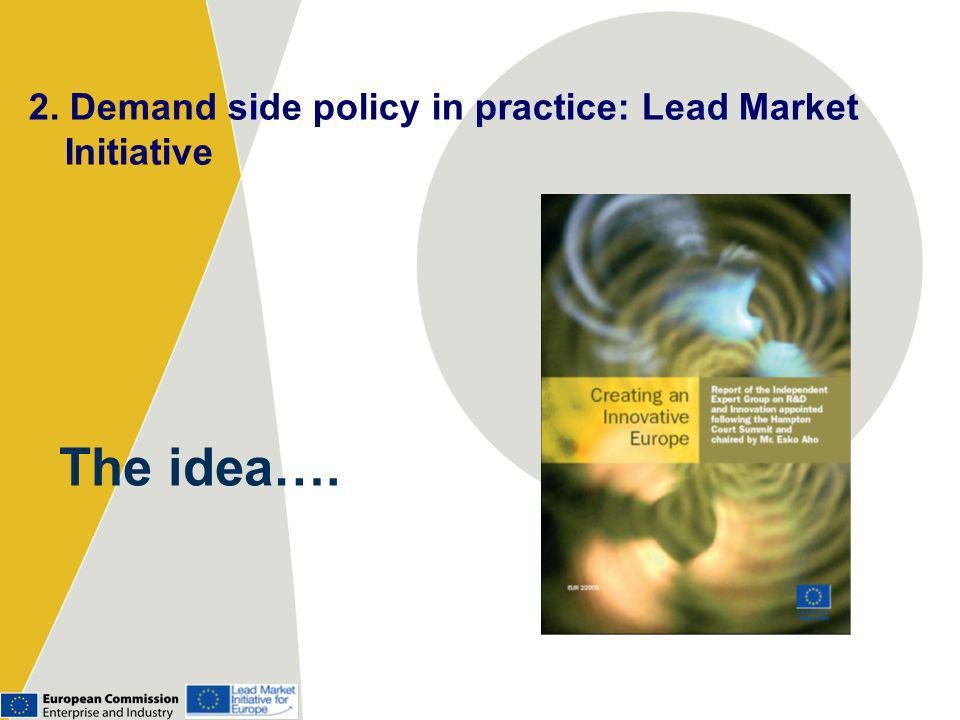 The idea…. 2. Demand side policy in practice: Lead Market Initiative