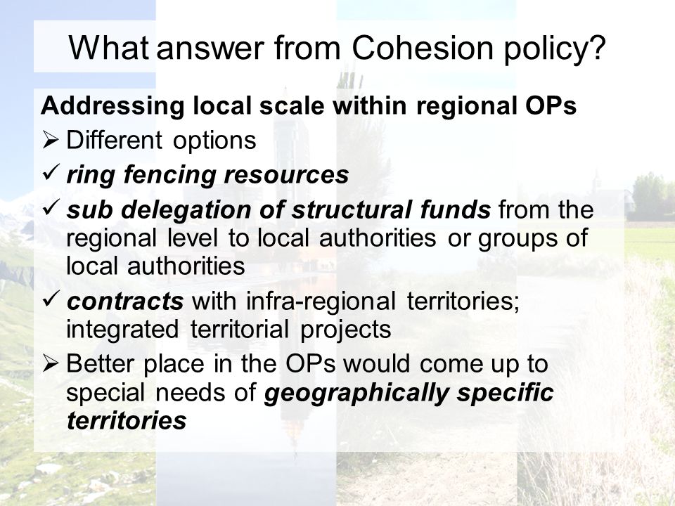 What answer from Cohesion policy.