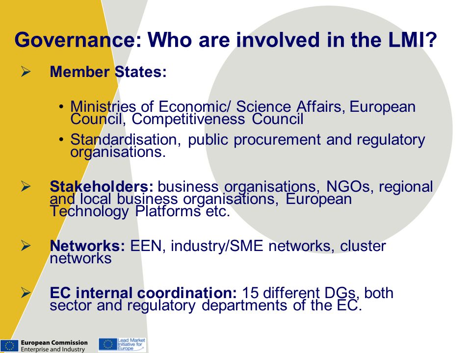 Governance: Who are involved in the LMI.