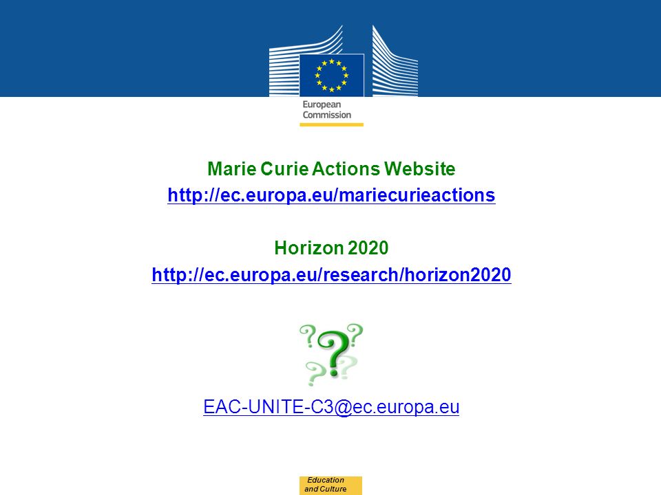 Marie Curie Actions Website   Horizon Education and Culture