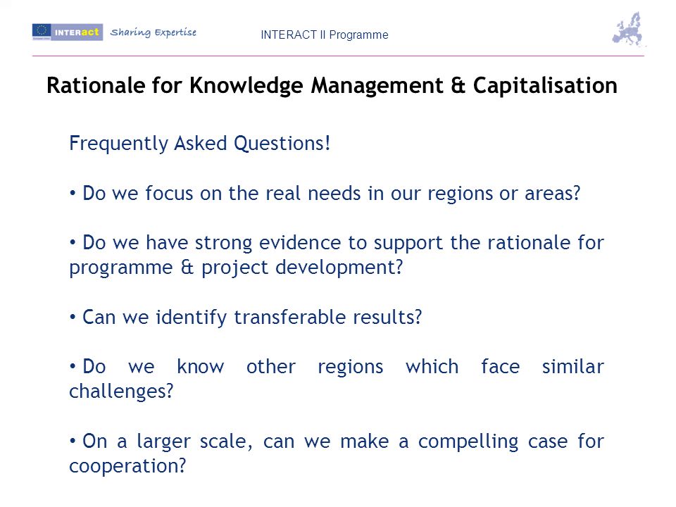 Rationale for Knowledge Management & Capitalisation Frequently Asked Questions.