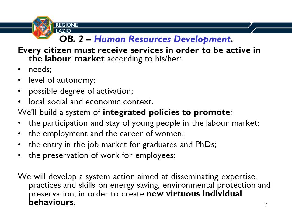 7 OB. 2 – Human Resources Development.