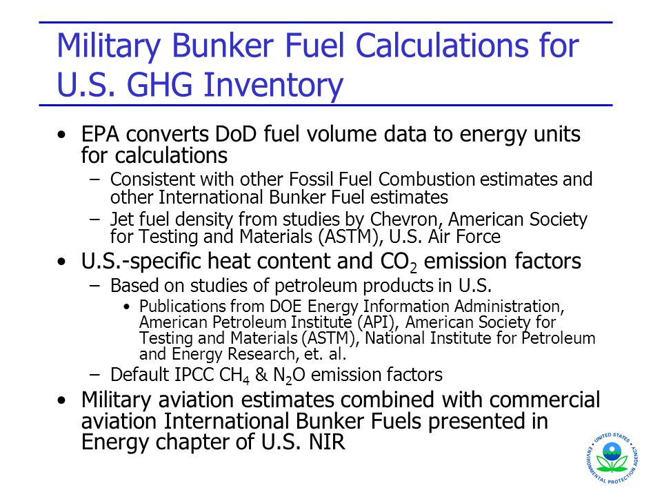 Military Bunker Fuel Calculations for U.S.