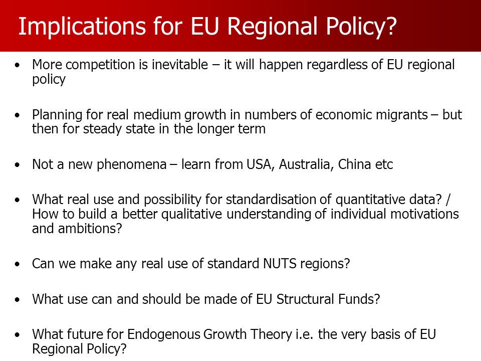 Implications for EU Regional Policy.