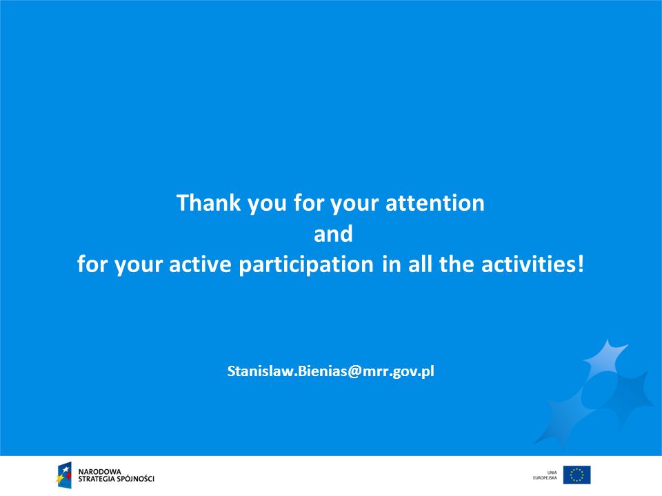 Thank you for your attention and for your active participation in all the activities.