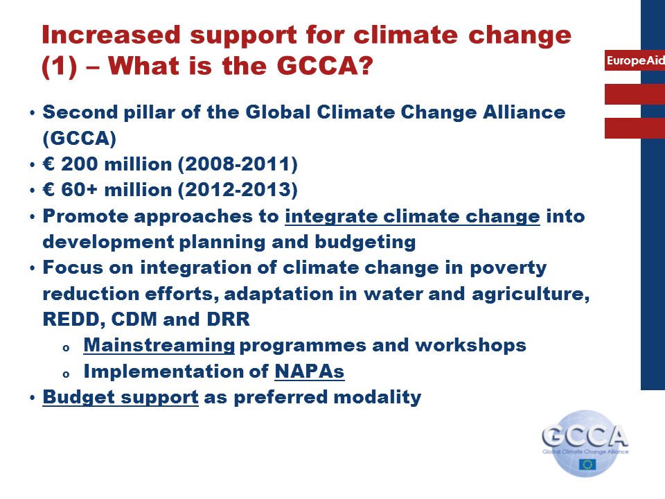 EuropeAid Increased support for climate change (1) – What is the GCCA.