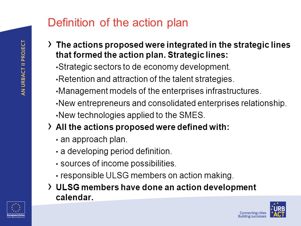 Definition of the action plan The actions proposed were integrated in the strategic lines that formed the action plan.