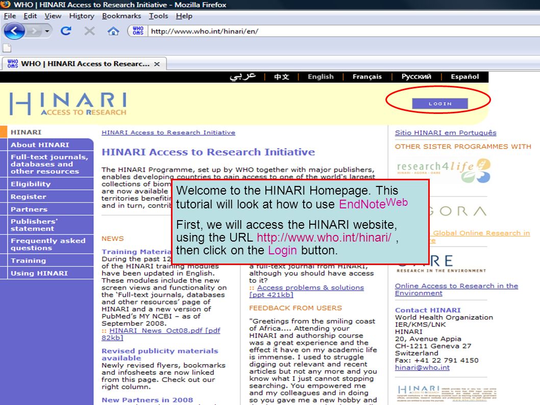 Welcome to the HINARI Homepage Welcome to the HINARI Homepage.
