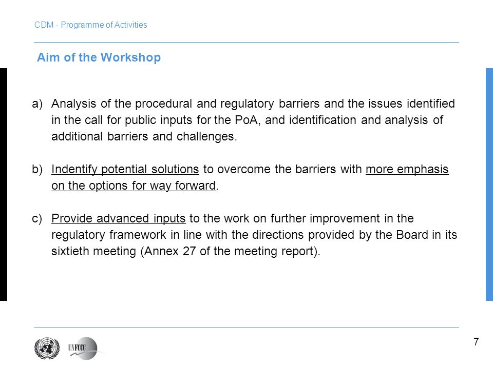 a)Analysis of the procedural and regulatory barriers and the issues identified in the call for public inputs for the PoA, and identification and analysis of additional barriers and challenges.
