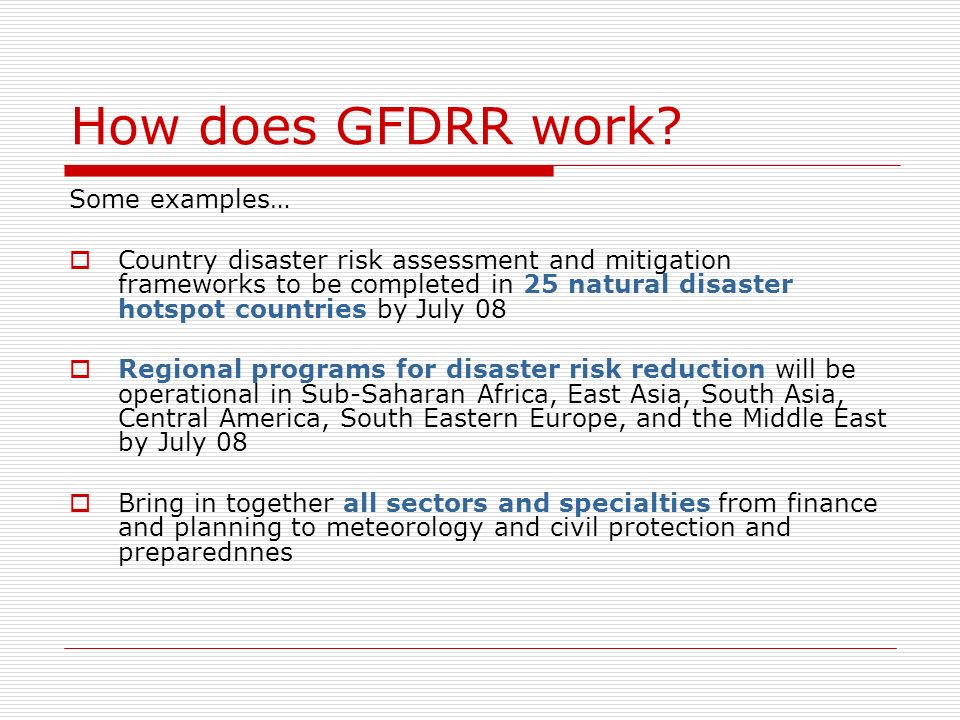 How does GFDRR work.