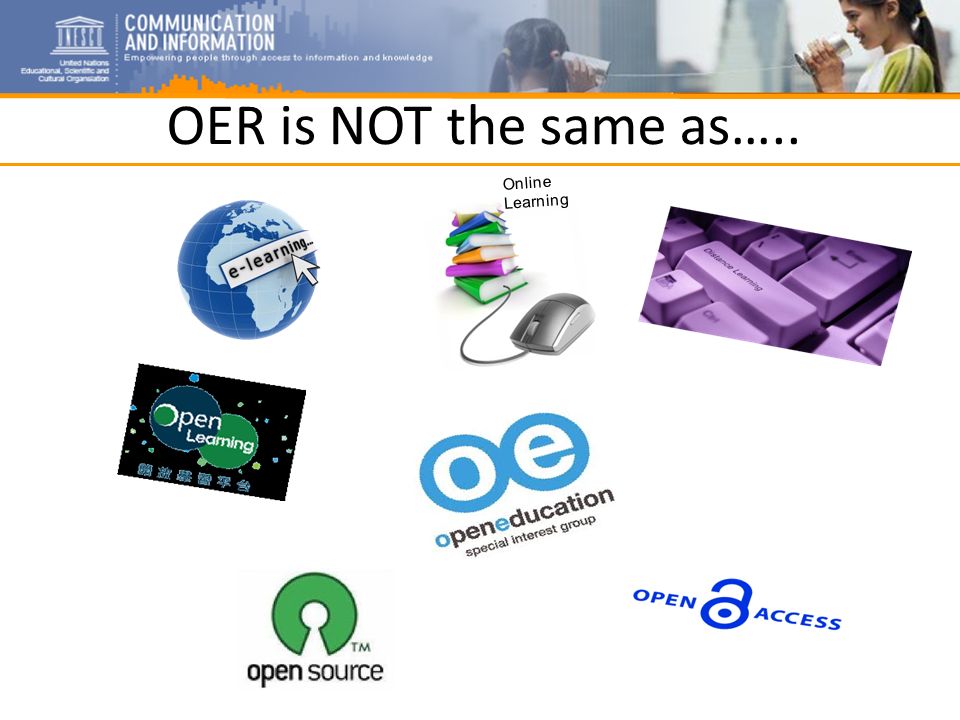 OER is NOT the same as….. Online Learning