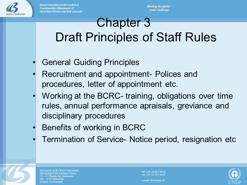 Chapter 3 Draft Principles of Staff Rules General Guiding Principles Recruitment and appointment- Polices and procedures, letter of appointment etc.