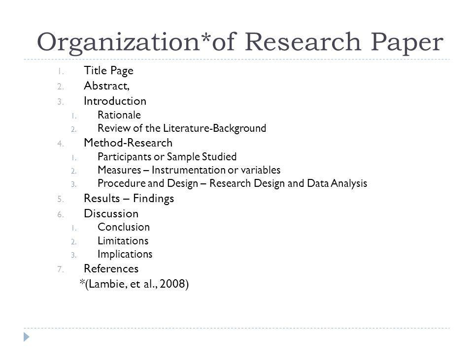 organization of a research paper