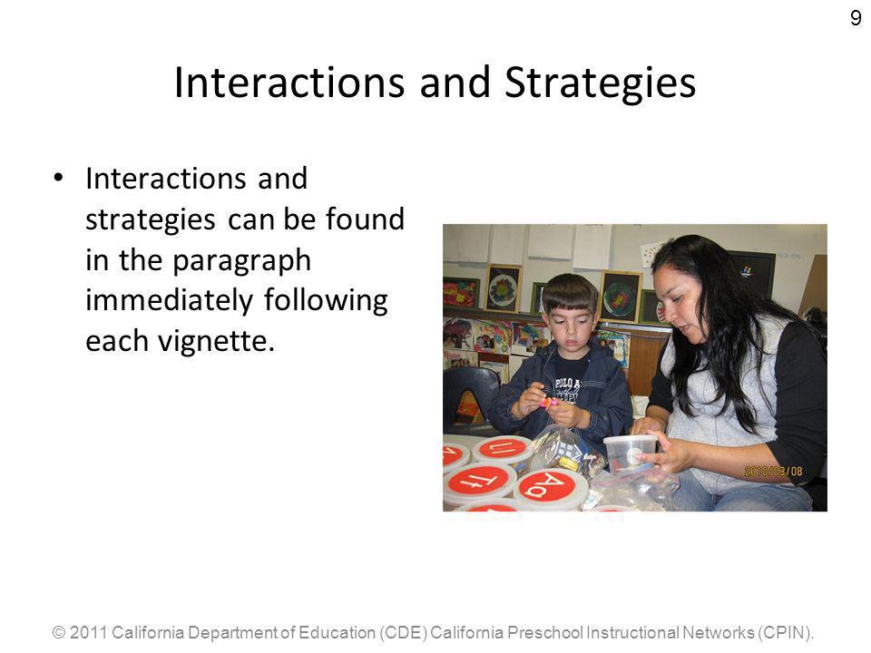 © 2011 California Department of Education (CDE) California Preschool Instructional Networks (CPIN).