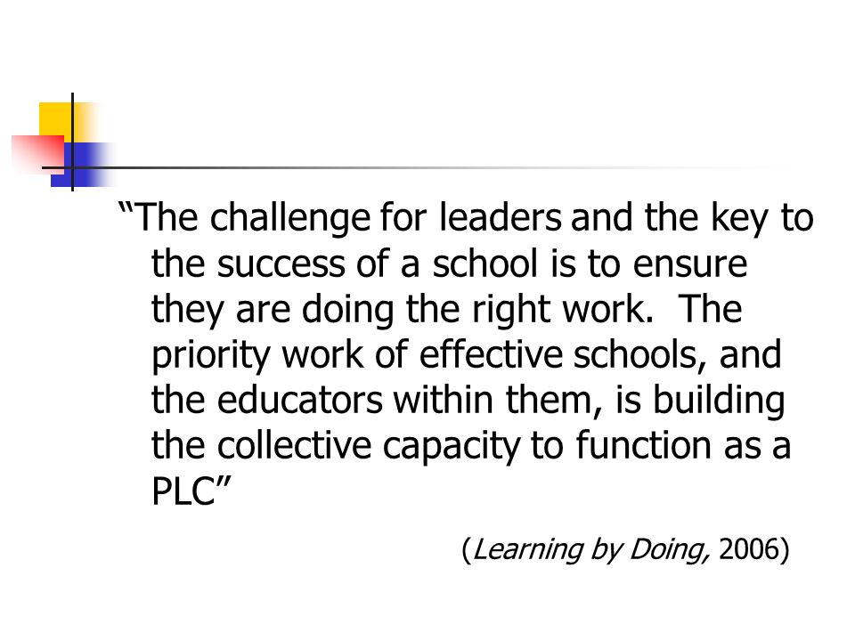 The challenge for leaders and the key to the success of a school is to ensure they are doing the right work.