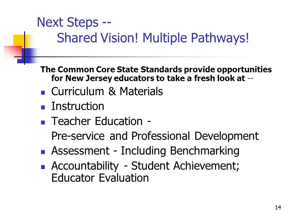 14 Next Steps -- Shared Vision. Multiple Pathways.
