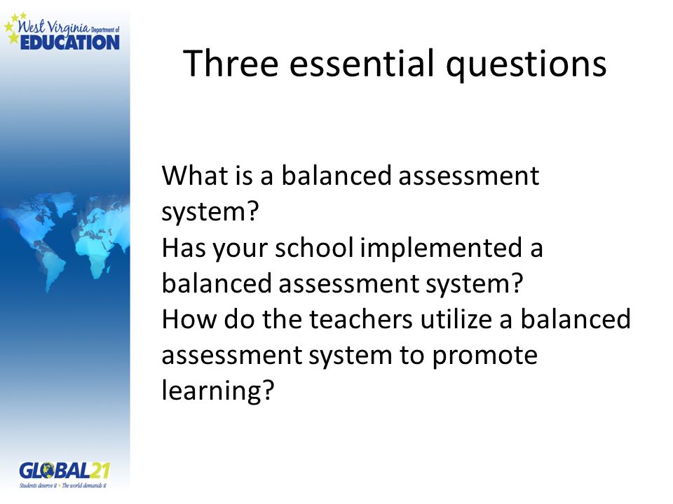 Three essential questions What is a balanced assessment system.