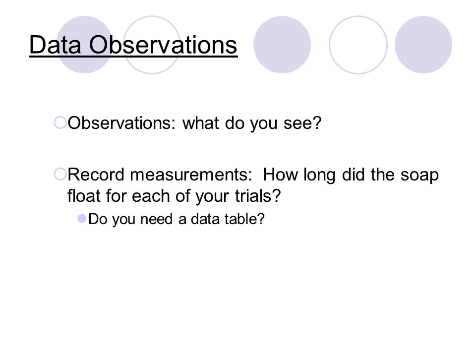 Data Observations Observations: what do you see.