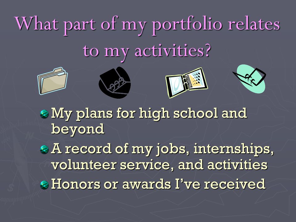 What part of my portfolio relates to my activities.