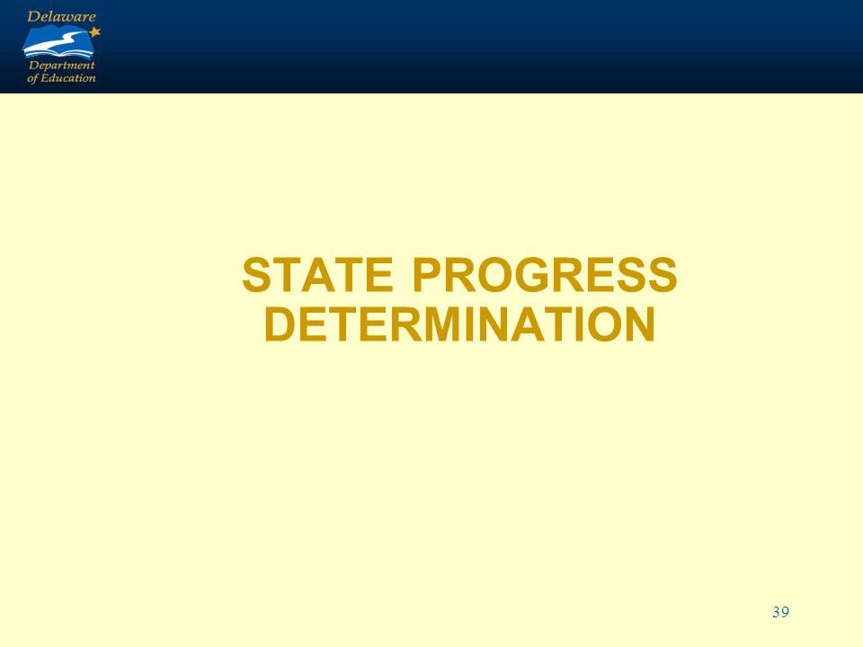 39 STATE PROGRESS DETERMINATION