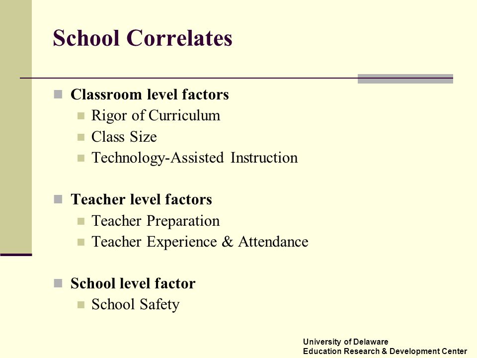 correlates of achievement an indicator system for delaware schools delaware size