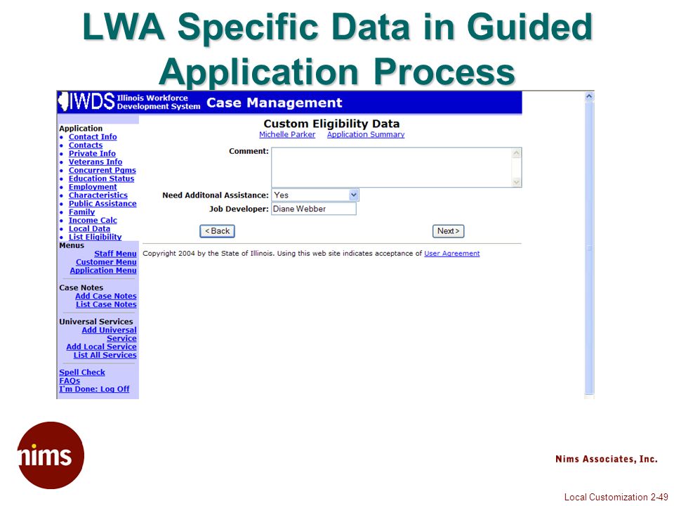 Local Customization 2-49 LWA Specific Data in Guided Application Process