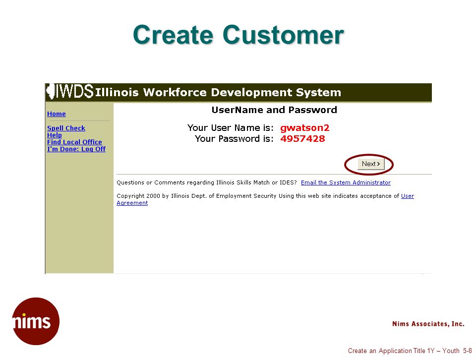 Create an Application Title 1Y – Youth 5-8 Create Customer