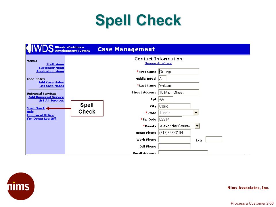 Process a Customer 2-50 Spell Check